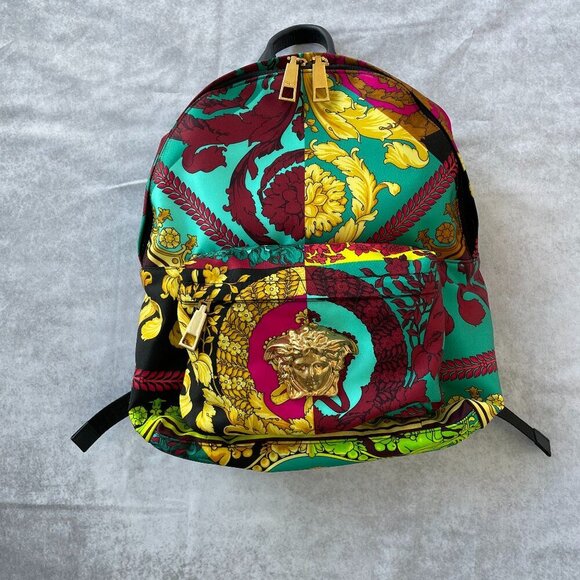 Versace | Nylon Medusa Print Backpack |  Multi color | Preloved